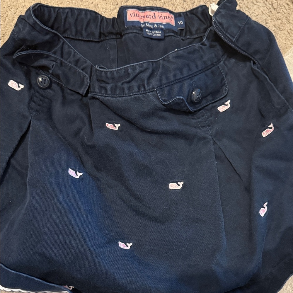 Vineyard Vines Girls Navy Skirt with Pink Accents